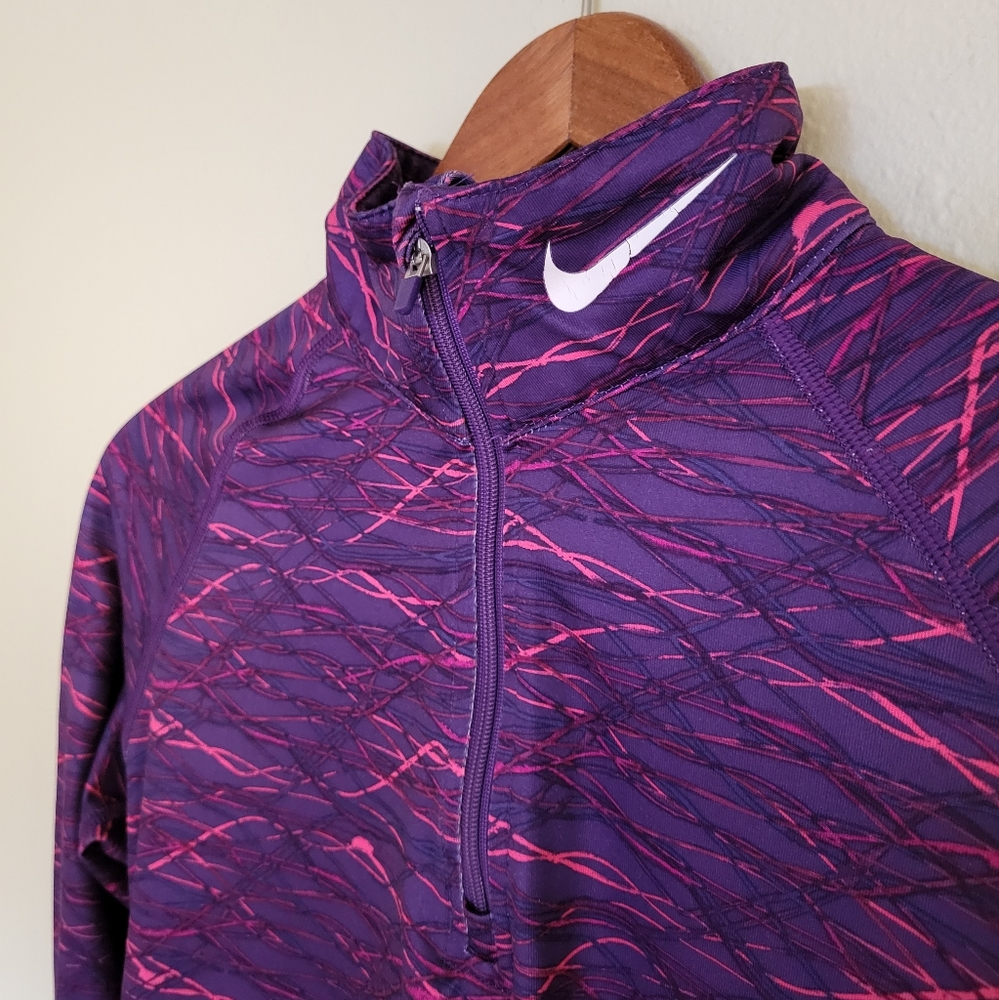 Nike Pro Combat Women's Purple Pink Dri-Fit Quarter Zip Pullover Sz Large Fleece